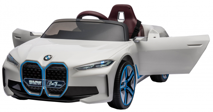 Masinuta electrica Premier BMW i4, 12V, roti cauciuc EVA, scaun piele ecologica, alb [11]