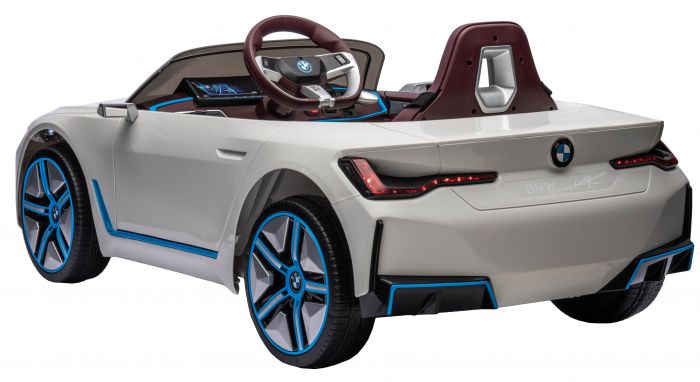 Masinuta electrica Premier BMW i4, 12V, roti cauciuc EVA, scaun piele ecologica, alb [7]