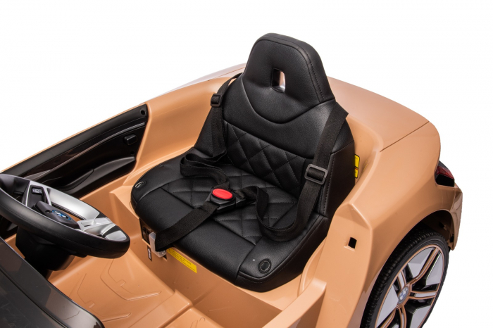 Masinuta electrica Premier BMW i4, 12V, roti cauciuc EVA, scaun piele ecologica, auriu [22]