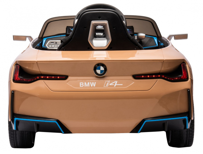 Masinuta electrica Premier BMW i4, 12V, roti cauciuc EVA, scaun piele ecologica, auriu [5]