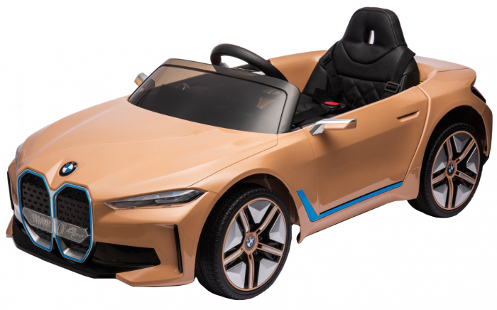 Masinuta electrica Premier BMW i4, 12V, roti cauciuc EVA, scaun piele ecologica, auriu [15]