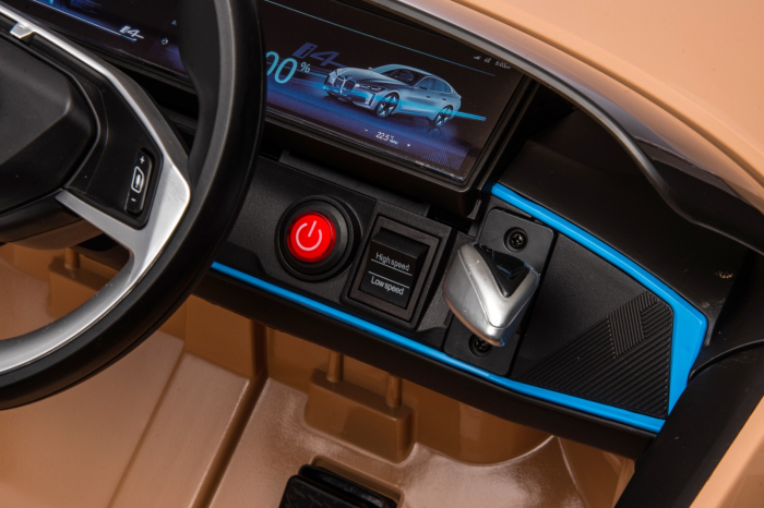 Masinuta electrica Premier BMW i4, 12V, roti cauciuc EVA, scaun piele ecologica, auriu [17]