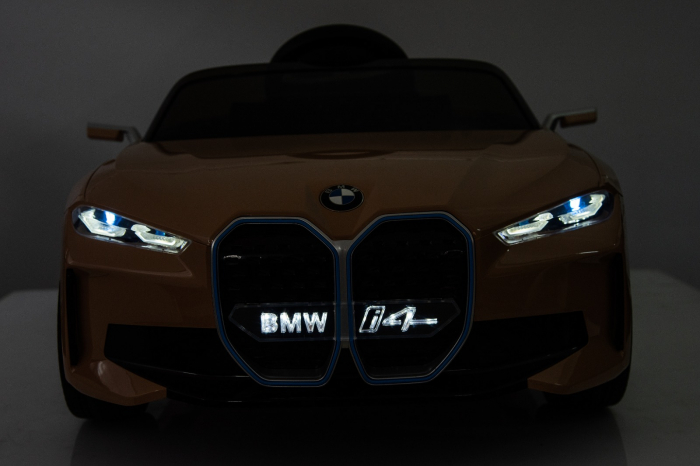 Masinuta electrica Premier BMW i4, 12V, roti cauciuc EVA, scaun piele ecologica, auriu [28]
