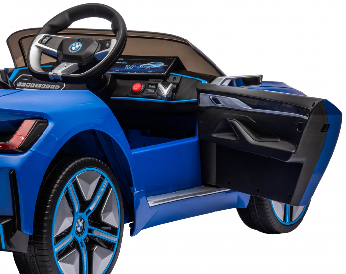 Masinuta electrica Premier BMW i4, 12V, roti cauciuc EVA, scaun piele ecologica, albastru [14]