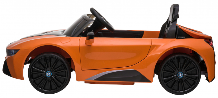 Masinuta electrica Premier BMW i8, 12V, roti cauciuc EVA, scaun piele ecologica, portocaliu [4]