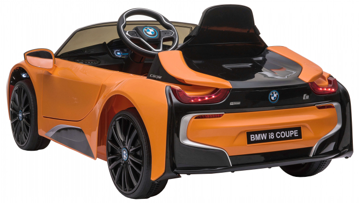 Masinuta electrica Premier BMW i8, 12V, roti cauciuc EVA, scaun piele ecologica, portocaliu [5]