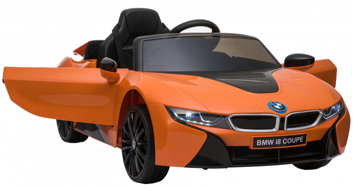 Masinuta electrica Premier BMW i8, 12V, roti cauciuc EVA, scaun piele ecologica, portocaliu [13]