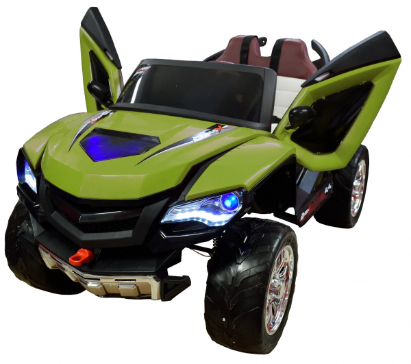 Masinuta electrica 4x4 Premier D-Max, 12V, roti cauciuc EVA, scaun piele ecologica, verde [2]