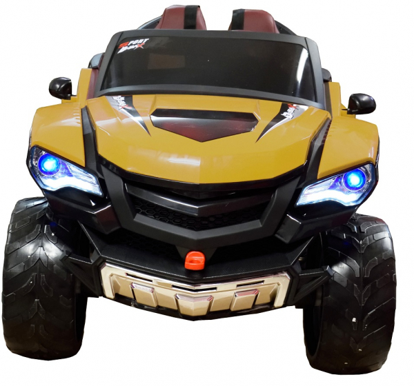 Masinuta electrica 4x4 Premier D-Max, 12V, roti cauciuc EVA, scaun piele ecologica, galben [4]