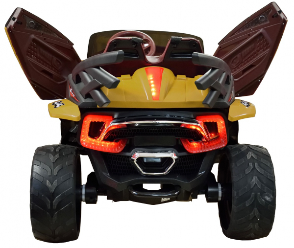 Masinuta electrica 4x4 Premier D-Max, 12V, roti cauciuc EVA, scaun piele ecologica, galben [7]