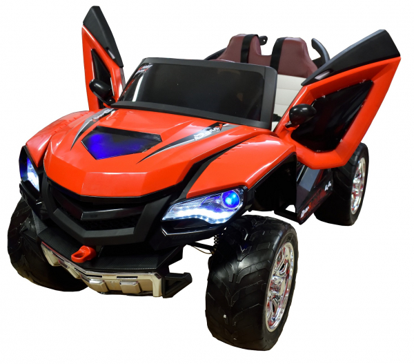 Masinuta electrica 4x4 Premier D-Max, 12V, roti cauciuc EVA, scaun piele ecologica, rosie [6]