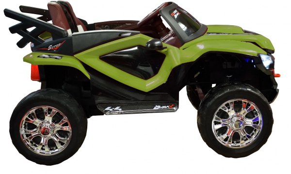 Masinuta electrica 4x4 Premier D-Max, 12V, roti cauciuc EVA, scaun piele ecologica, verde [6]