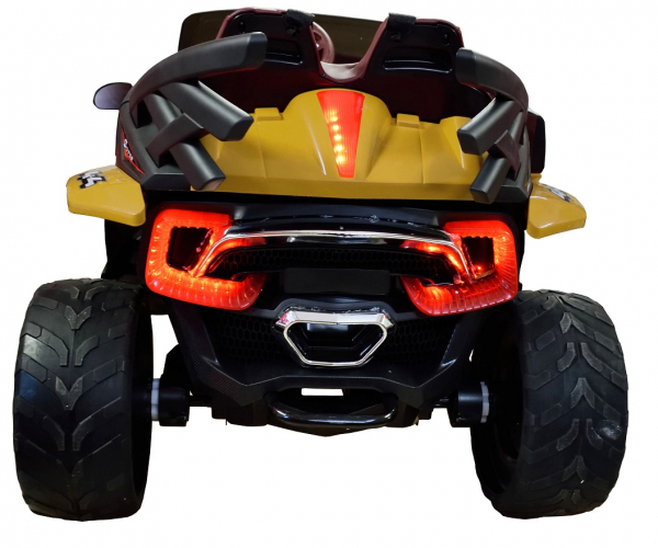 Masinuta electrica 4x4 Premier D-Max, 12V, roti cauciuc EVA, scaun piele ecologica, galben [12]