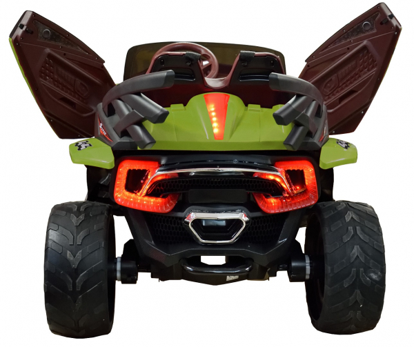 Masinuta electrica 4x4 Premier D-Max, 12V, roti cauciuc EVA, scaun piele ecologica, verde [11]