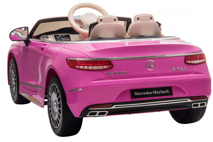 Masinuta electrica Premier Mercedes-Maybach S650 Cabriolet, 12V, roti cauciuc EVA, scaun piele ecologica, roz [6]