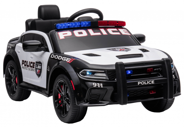 Masinuta electrica Premier Dodge Charger Police, 12V, roti cauciuc EVA, scaun piele ecologica, alb [5]