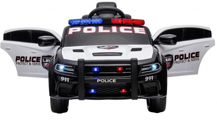 Masinuta electrica Premier Dodge Charger Police, 12V, roti cauciuc EVA, scaun piele ecologica, alb [6]