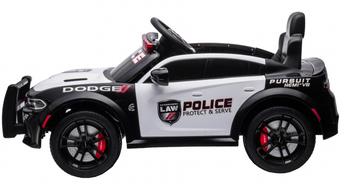 Masinuta electrica Premier Dodge Charger Police, 12V, roti cauciuc EVA, scaun piele ecologica, alb [4]