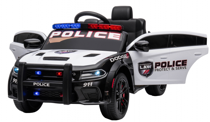 Masinuta electrica Premier Dodge Charger Police, 12V, roti cauciuc EVA, scaun piele ecologica, alb [7]