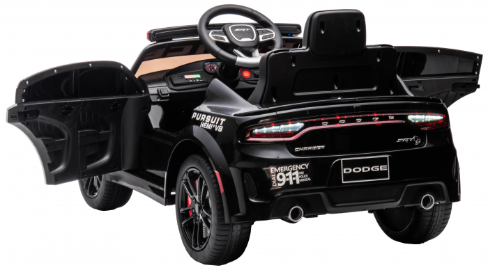 Masinuta electrica Premier Dodge Charger Police, 12V, roti cauciuc EVA, scaun piele ecologica, negru [13]