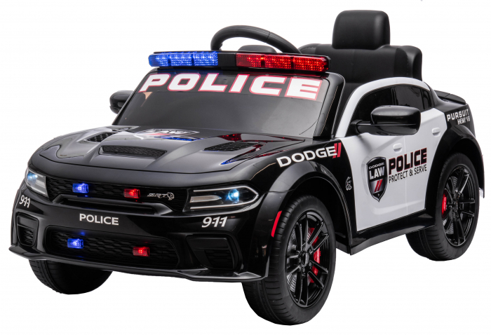 Masinuta electrica Premier Dodge Charger Police, 12V, roti cauciuc EVA, scaun piele ecologica, negru [4]