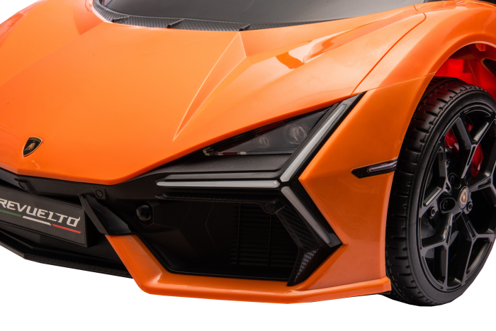 Masinuta electrica Premier Lamborghini Revuelto, 12V, roti cauciuc EVA, scaun piele ecologica, portocaliu [20]