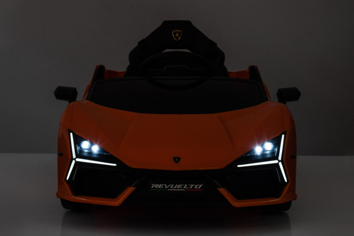 Masinuta electrica Premier Lamborghini Revuelto, 12V, roti cauciuc EVA, scaun piele ecologica, portocaliu [3]