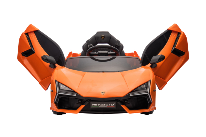 Masinuta electrica Premier Lamborghini Revuelto, 12V, roti cauciuc EVA, scaun piele ecologica, portocaliu [12]