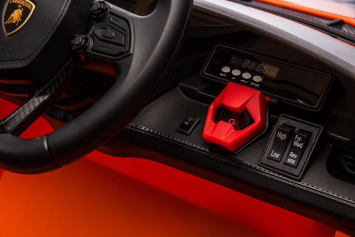 Masinuta electrica Premier Lamborghini Revuelto, 12V, roti cauciuc EVA, scaun piele ecologica, portocaliu [26]