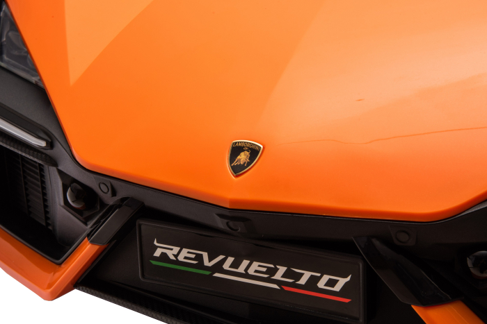 Masinuta electrica Premier Lamborghini Revuelto, 12V, roti cauciuc EVA, scaun piele ecologica, portocaliu [21]