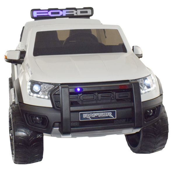 Masinuta electrica politie Premier Ford Raptor, 12V, roti cauciuc EVA, scaun piele ecologica alb [9]