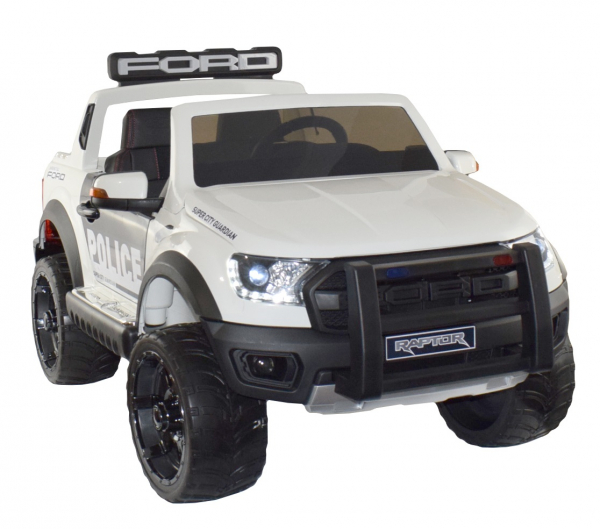 Masinuta electrica politie Premier Ford Raptor, 12V, roti cauciuc EVA, scaun piele ecologica alb [4]
