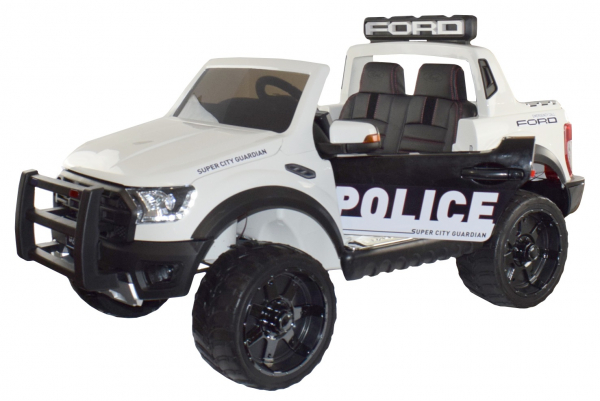 Masinuta electrica politie Premier Ford Raptor, 12V, roti cauciuc EVA, scaun piele ecologica alb [3]