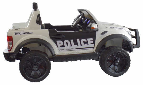 Masinuta electrica politie Premier Ford Raptor, 12V, roti cauciuc EVA, scaun piele ecologica alb [5]