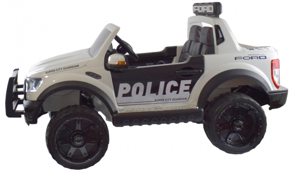 Masinuta electrica politie Premier Ford Raptor, 12V, roti cauciuc EVA, scaun piele ecologica alb [11]