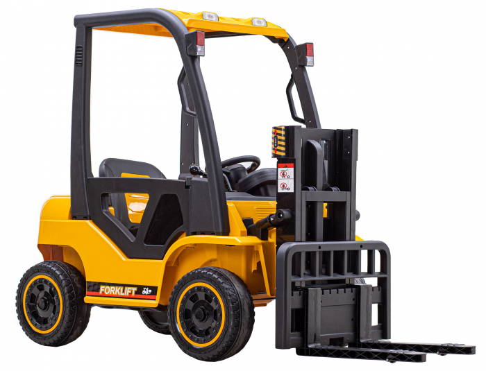 Stivuitor electric copii Premier Lift, 12V, roti cauciuc EVA, scaun piele ecologica, galben [4]