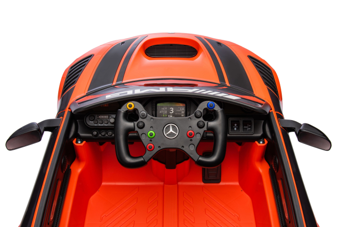 Masinuta electrica Premier Mercedes Benz AMG GT3, 12V, roti cauciuc EVA, scaun piele ecologica, portocaliu [19]