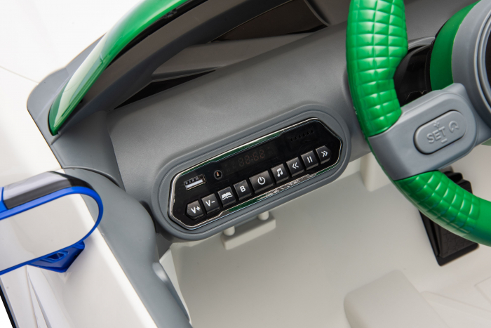 Masinuta electrica Premier Mini Concept Aceman, 12V, roti cauciuc EVA, scaun piele ecologica, alb [33]