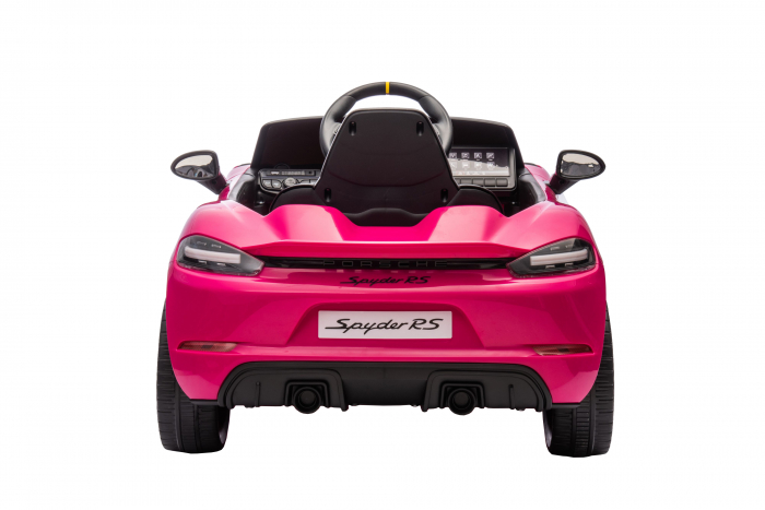 Masinuta electrica Premier Porsche Spyder 718 RS , 12V, roti cauciuc EVA, scaun piele ecologica, roz [8]