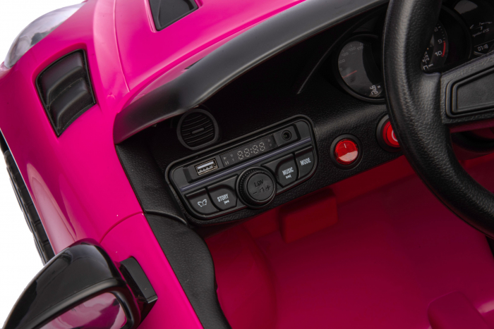 Masinuta electrica Premier Porsche Spyder 718 RS , 12V, roti cauciuc EVA, scaun piele ecologica, roz [23]