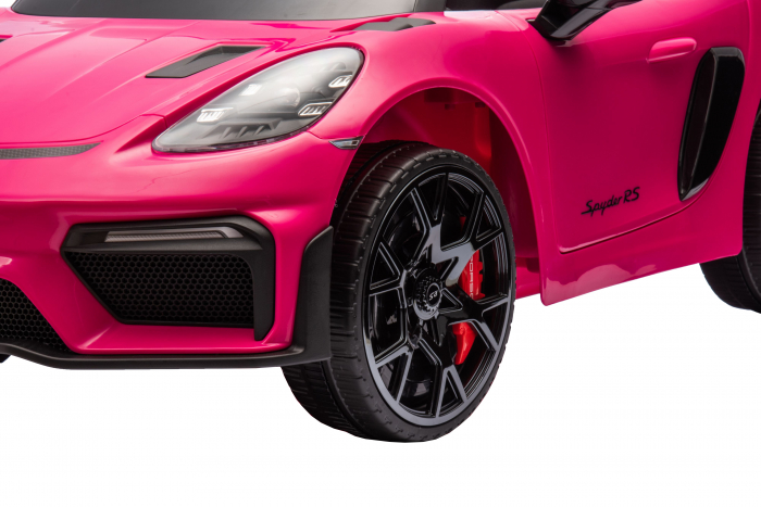 Masinuta electrica Premier Porsche Spyder 718 RS , 12V, roti cauciuc EVA, scaun piele ecologica, roz [19]