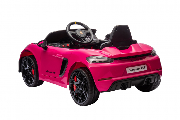 Masinuta electrica Premier Porsche Spyder 718 RS , 12V, roti cauciuc EVA, scaun piele ecologica, roz [7]