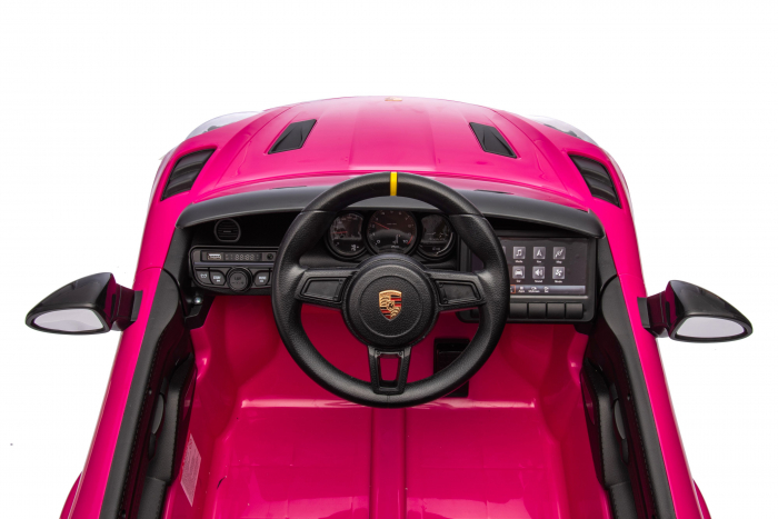 Masinuta electrica Premier Porsche Spyder 718 RS , 12V, roti cauciuc EVA, scaun piele ecologica, roz [25]