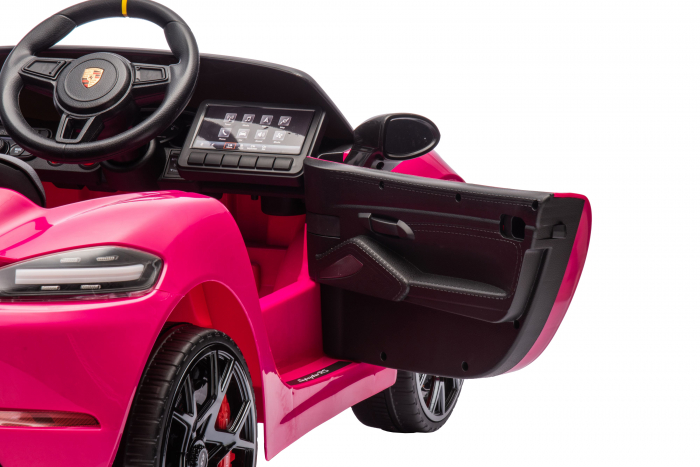 Masinuta electrica Premier Porsche Spyder 718 RS , 12V, roti cauciuc EVA, scaun piele ecologica, roz [16]