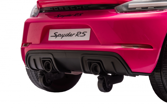 Masinuta electrica Premier Porsche Spyder 718 RS , 12V, roti cauciuc EVA, scaun piele ecologica, roz [28]