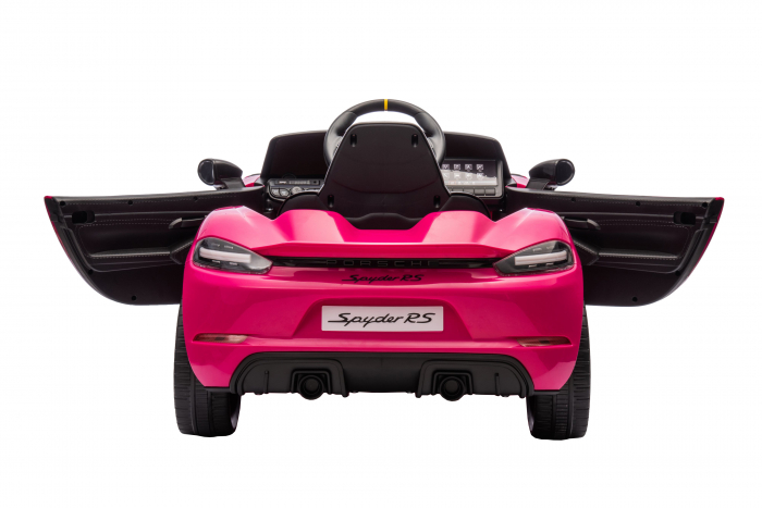 Masinuta electrica Premier Porsche Spyder 718 RS , 12V, roti cauciuc EVA, scaun piele ecologica, roz [15]