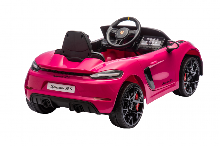 Masinuta electrica Premier Porsche Spyder 718 RS , 12V, roti cauciuc EVA, scaun piele ecologica, roz [27]