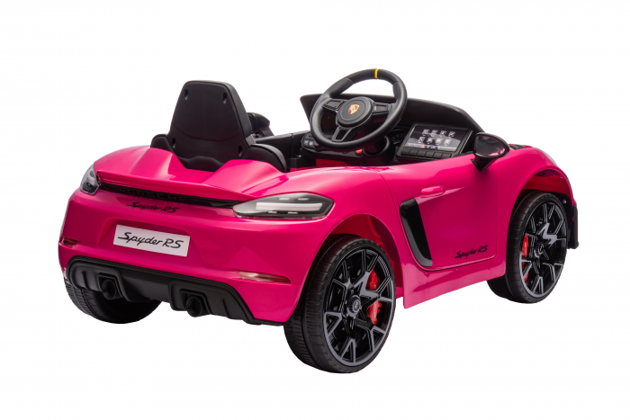 Masinuta electrica Premier Porsche Spyder 718 RS , 12V, roti cauciuc EVA, scaun piele ecologica, roz [9]