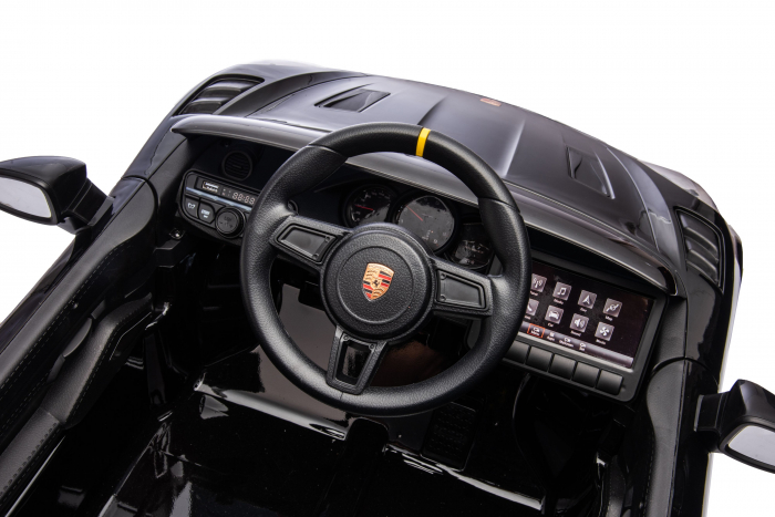 Masinuta electrica Premier Porsche Spyder 718 RS , 12V, roti cauciuc EVA, scaun piele ecologica, negru [29]