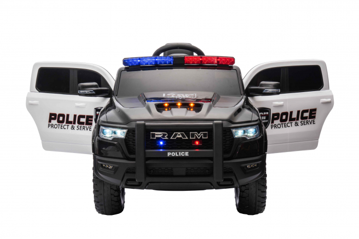 Masinuta electrica Premier RAM 1500 RHO Politie, 12V, roti cauciuc EVA, scaun piele ecologica, negru [8]